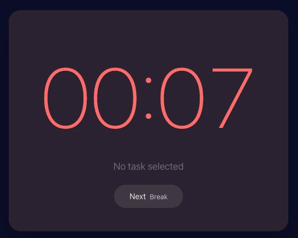 Timer running in red focus mode
