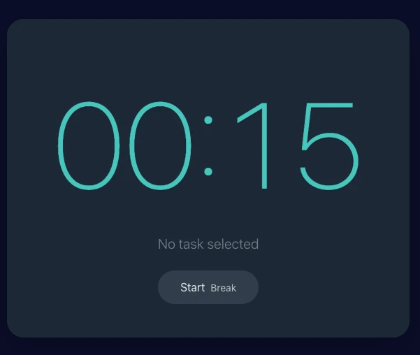 Timer in aqua break mode at 00:15